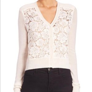 Rebecca Taylor NWT Sz S White Lace Front Cardigan